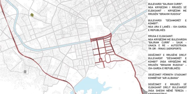 Rrugët që bllokohen në Tiranë që nga 5 dhjetori