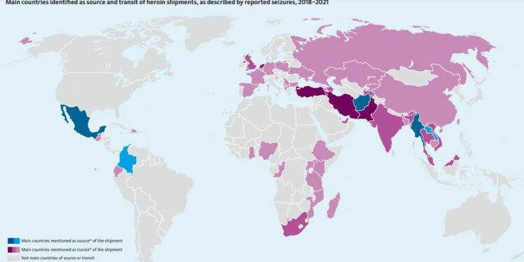 Raporti i drogave i OKB-së për 2023: Shqipëria, ndër vendet kryesore në tranzitimin e heroinës e kokainës