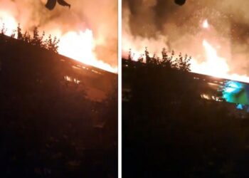 Zjarr i madh në qendër të Peshkopisë, digjet një pallat trekatësh, evakuohen banorët