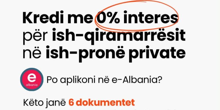 Kredi me 0% interes për ish-qiramarrësit në ish-pronë private, hapen aplikimet